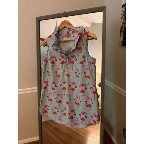 Mud Pie‎ Flamigo Ruffle Sleeveless Blouse Size Small - Picture 1 of 5